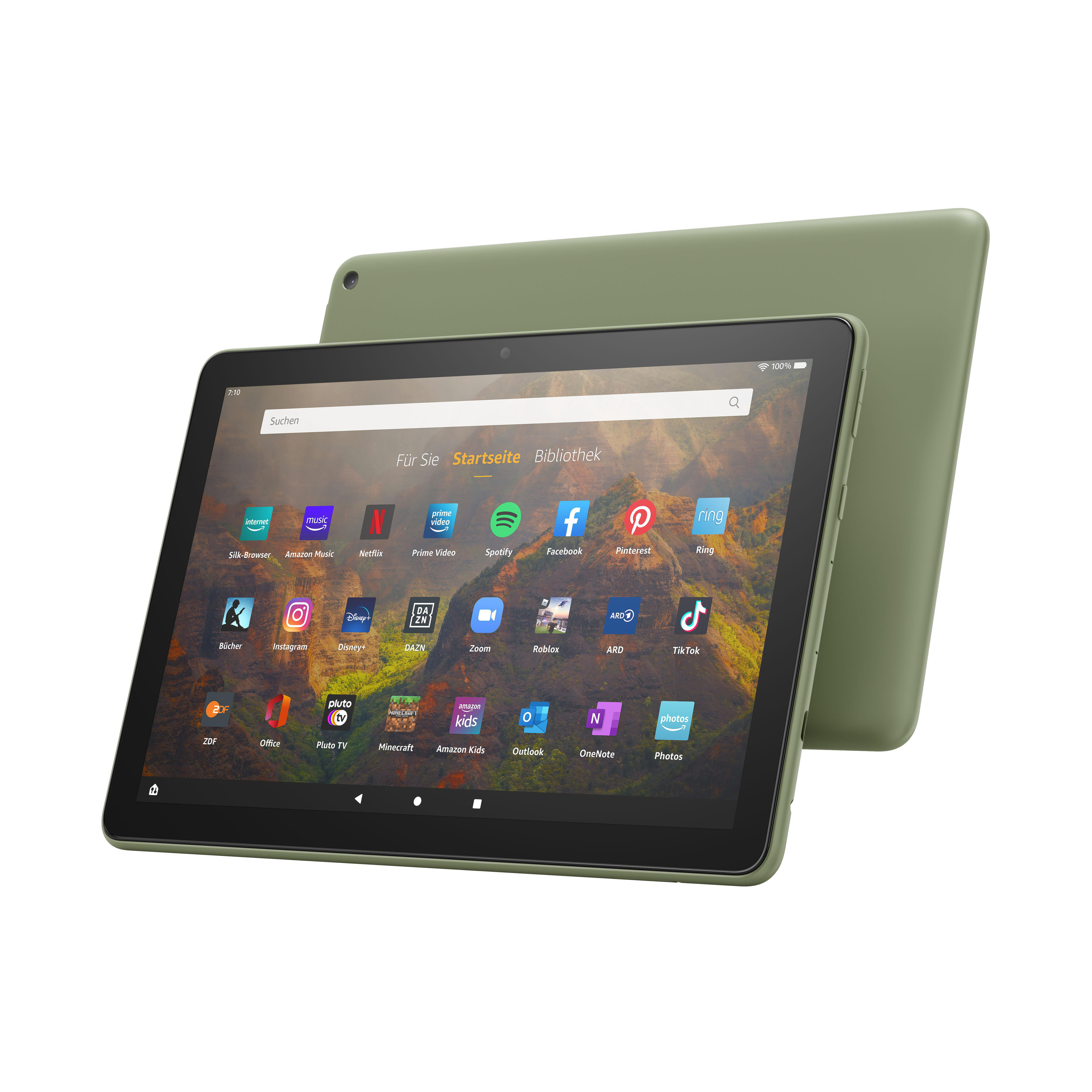 AMAZON Fire HD 10-Tablet (2021), Tablet, 32 GB, 10,1 Zoll, Olivgrün