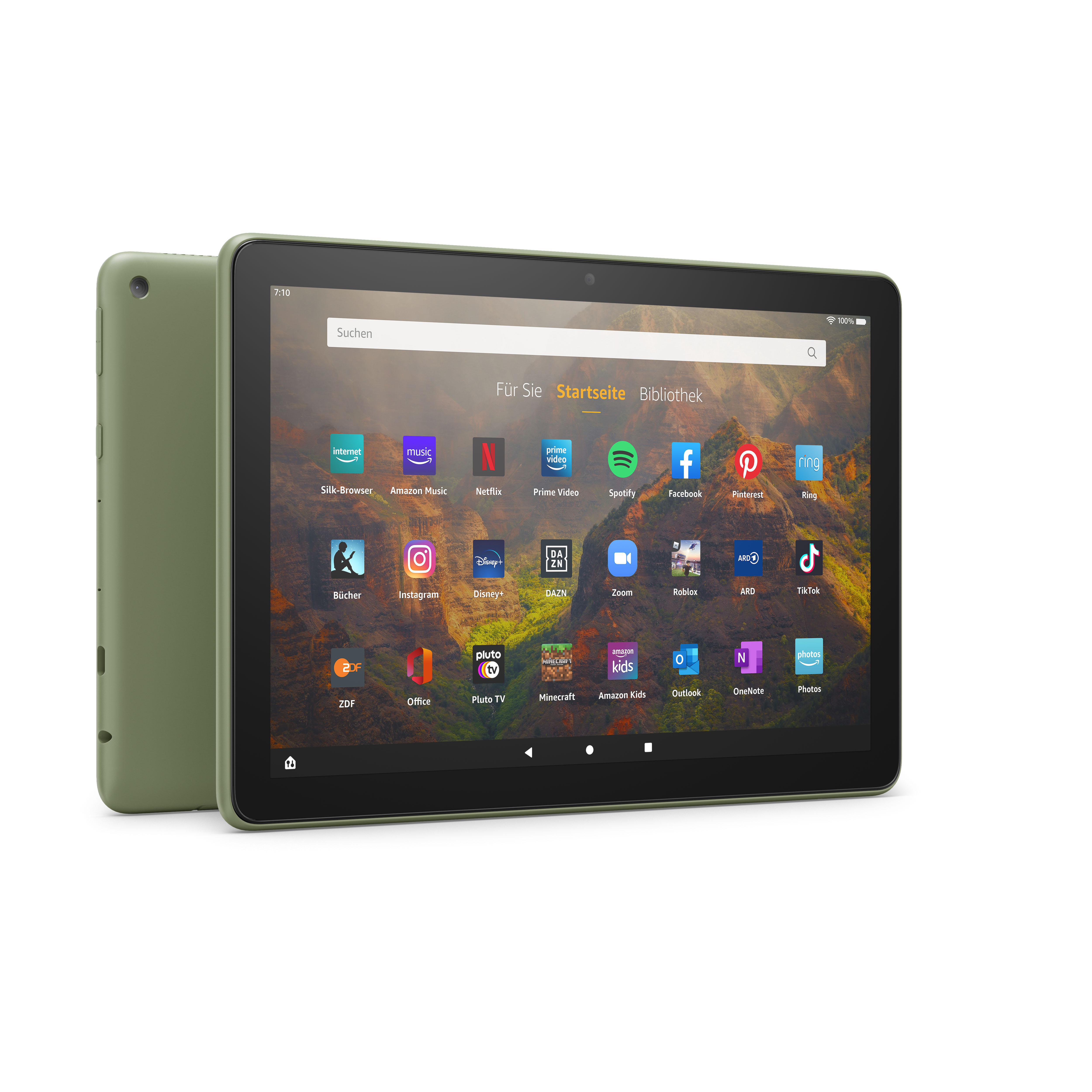AMAZON Fire HD 10-Tablet (2021), Tablet, 32 GB, 10,1 Zoll, Olivgrün
