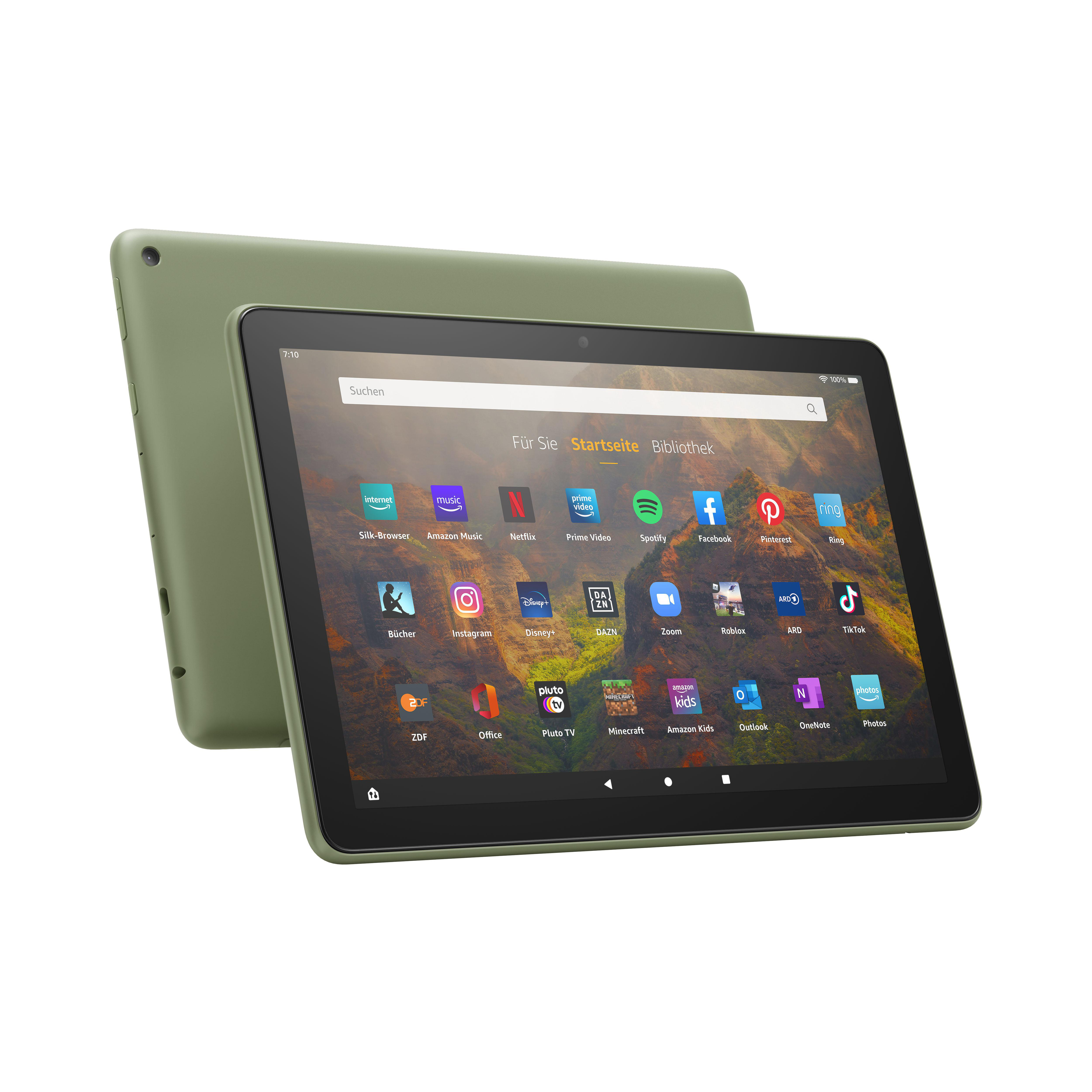 AMAZON Fire HD 10-Tablet (2021), Tablet, 32 GB, 10,1 Zoll, Olivgrün