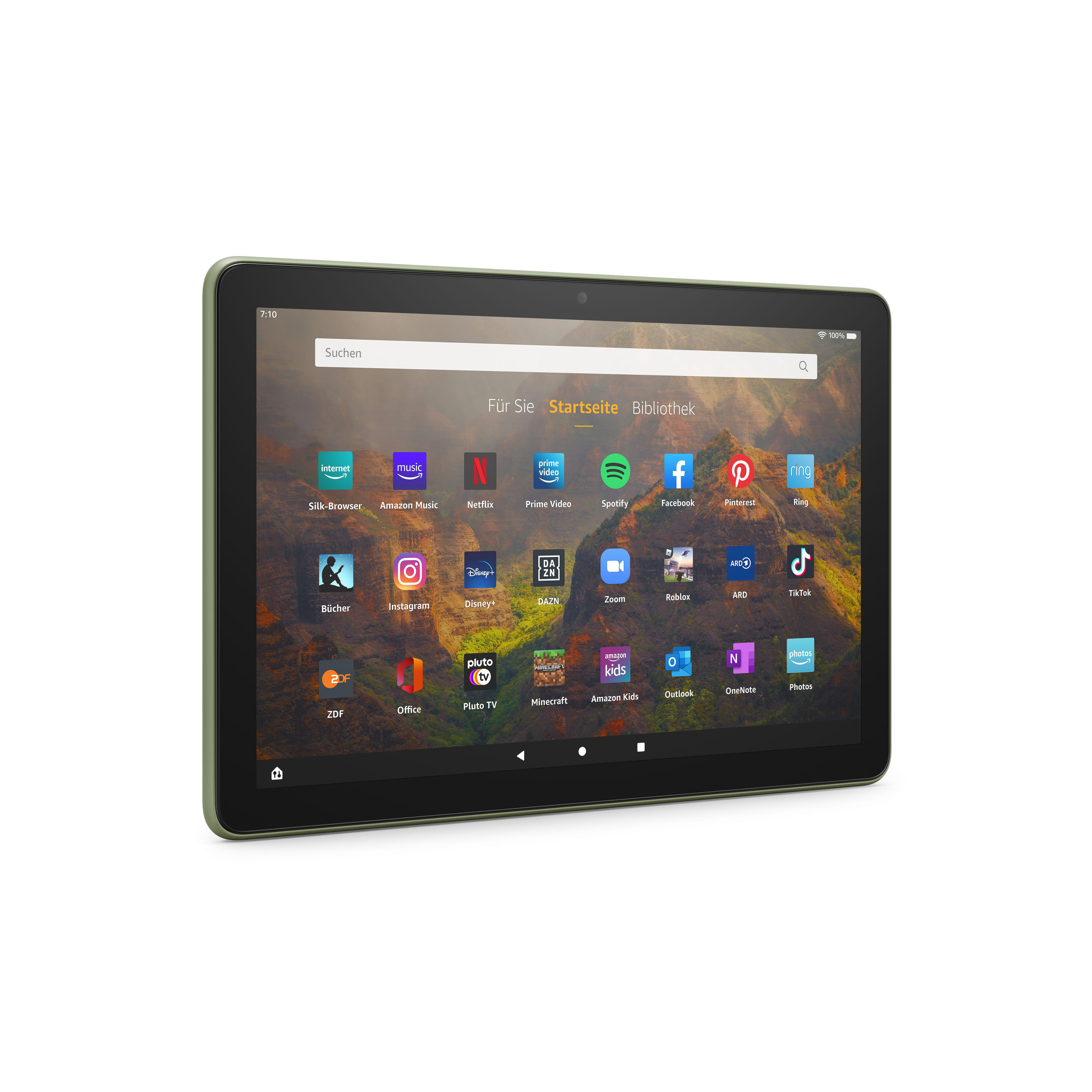 AMAZON Fire HD 10-Tablet (2021), Tablet, 32 GB, 10,1 Zoll, Olivgrün