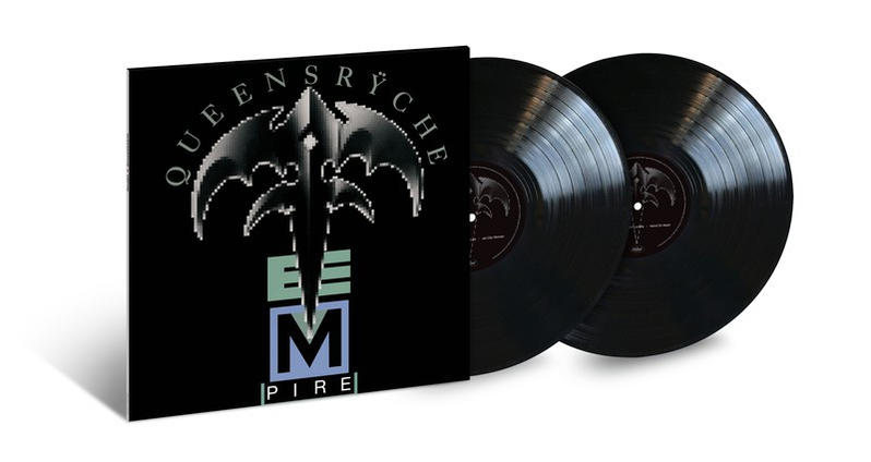 Queensrÿche Empire Albumcover mit zwei Vinyl-Schallplatten.