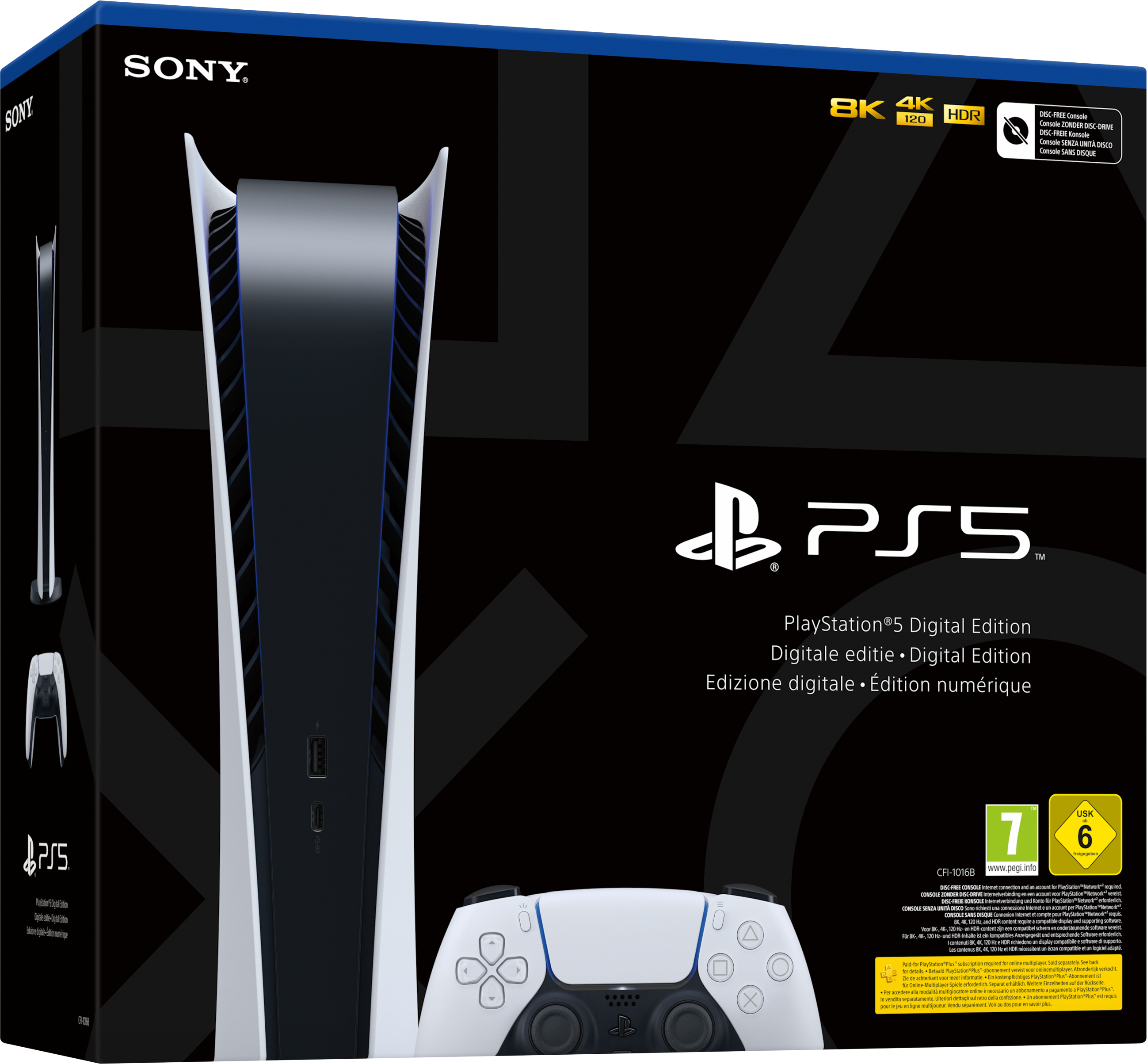 SONY PlayStation®5-Digital + 2 DualSense™ Wireless-Controller + Medienfernbedienung