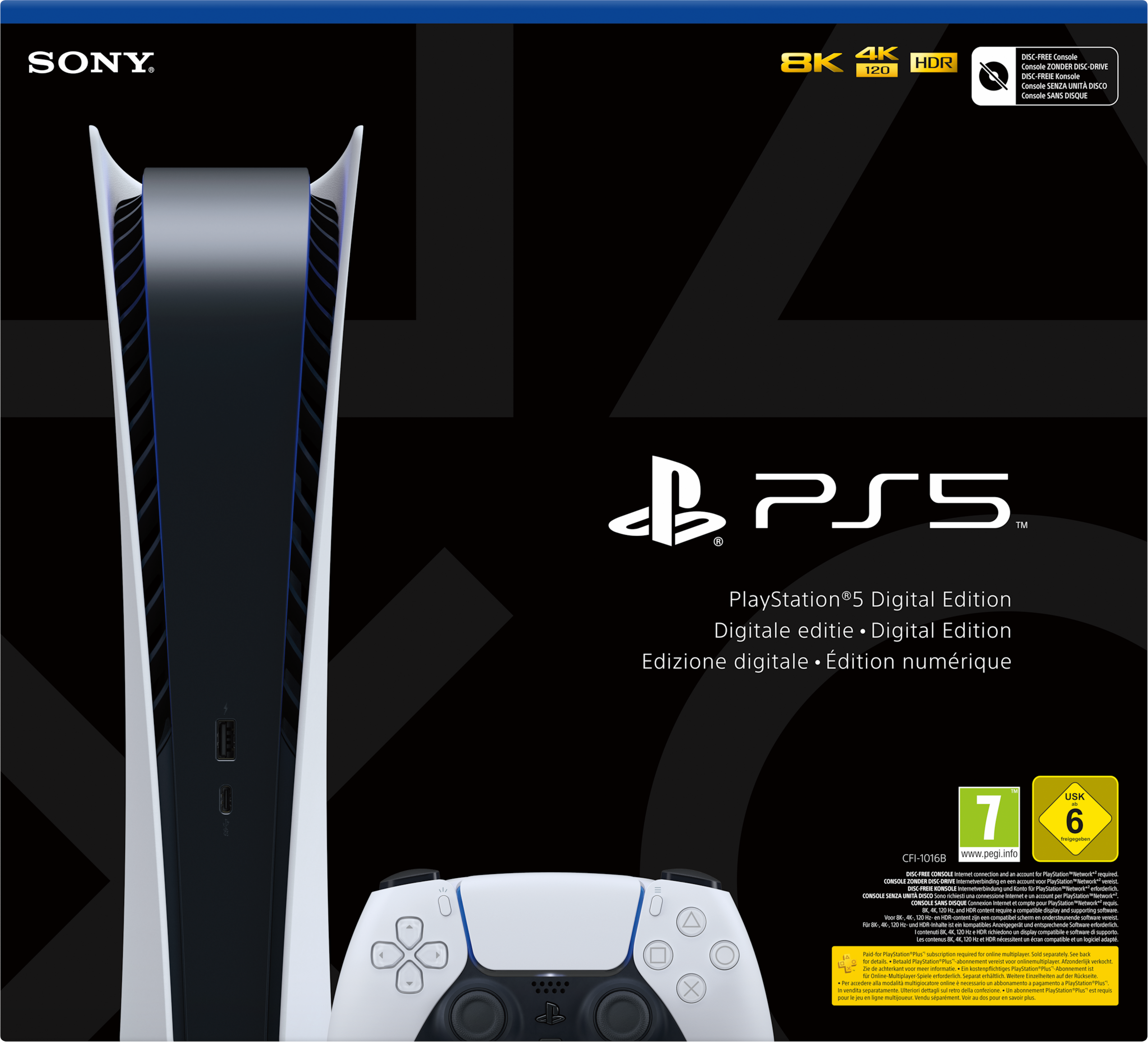 SONY PlayStation®5-Digital + 2 DualSense™ Wireless-Controller + Medienfernbedienung