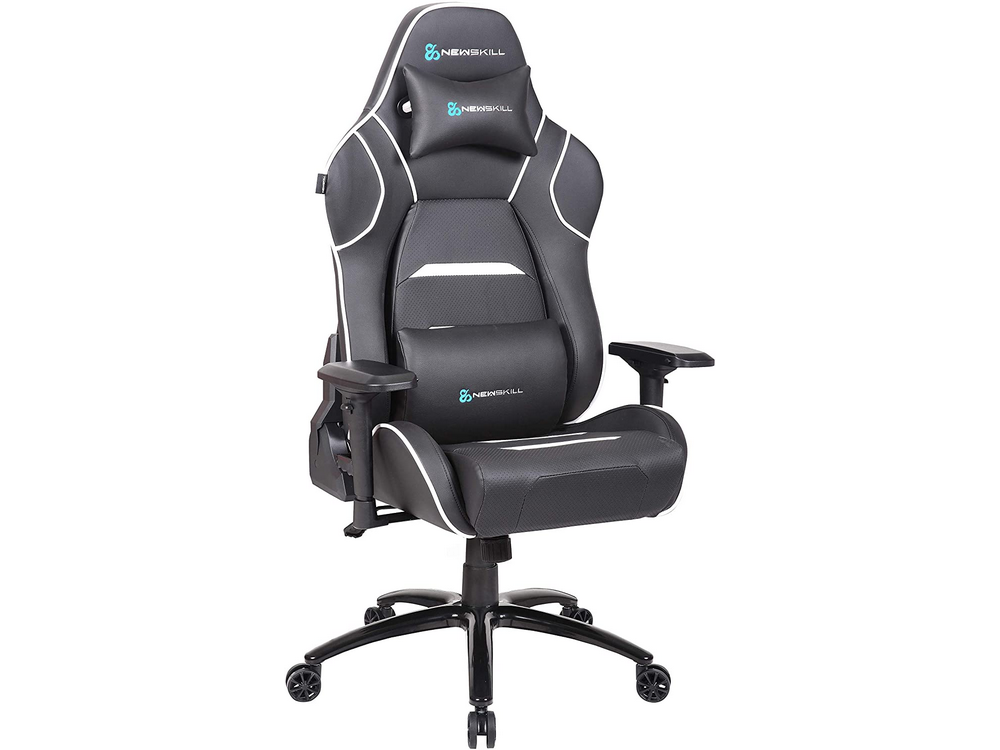 Silla gaming - Newskill Valkyr NS-CH-VALKYR-WHITE, Altura y reposabrazos regulable, Hasta 150kg, Blanco/negro