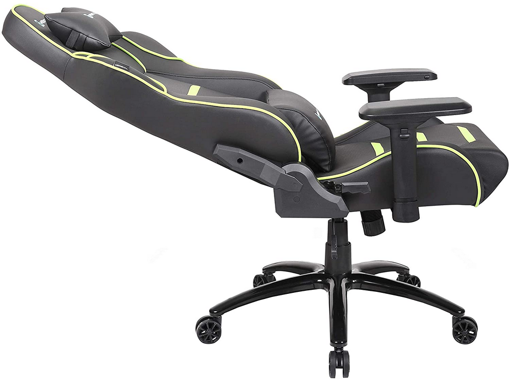 Silla gaming - Newskill Valkyr NS-CH-VALKYR-GREEN, Altura y reposabrazos regulable, Hasta 150kg, Verde y negro