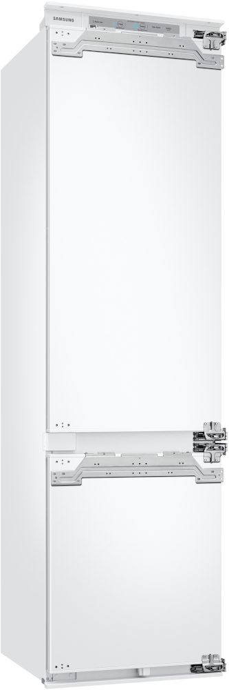 Witte Samsung koelkast, hoog ontwerp, perspectiefweergave.