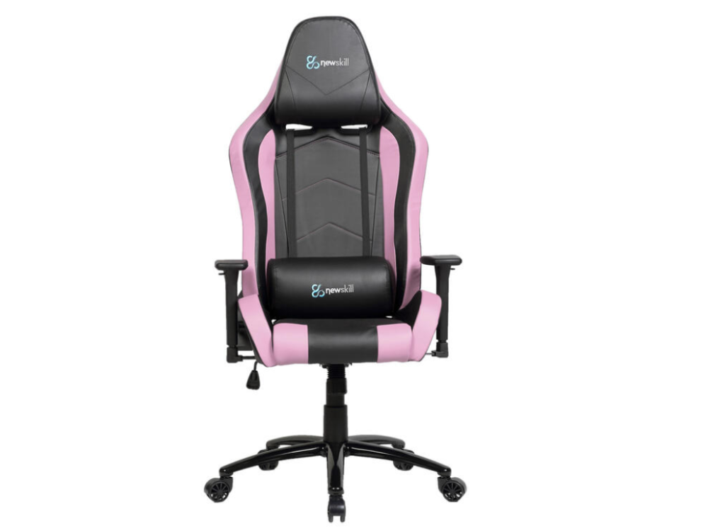 Silla gaming -  Newskill Takamikura Pink, Reposabrazos regulable, 150 Kg, Respaldo reclinable, Rosa