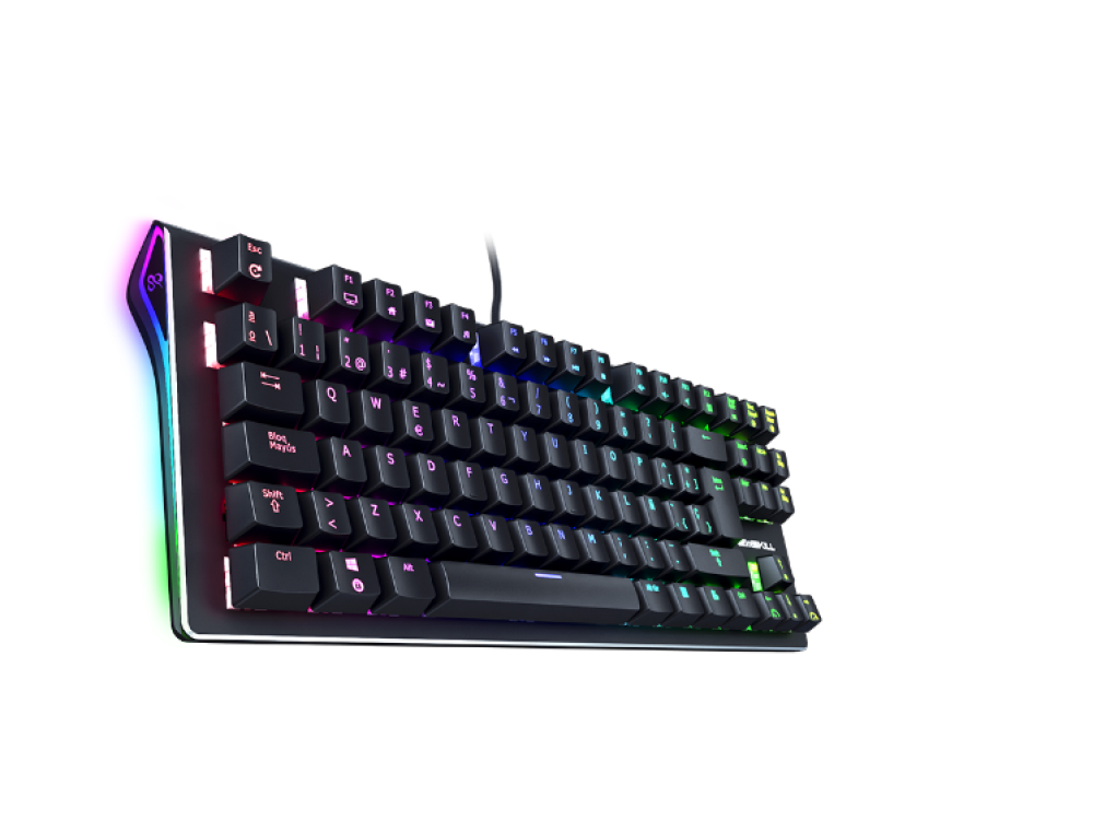 Teclado gaming - Newskill SERIKE TKL BROWN, USB, TenKeyLess, RGB, 8 Cambios de ciclo de color, Negro