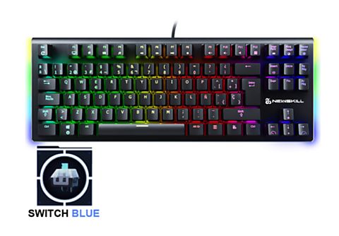 Teclado gaming - Newskill SERIKE TKL BLUE, USB, TenKeyLess, RGB, 8 Cambios de ciclo de color, Negro