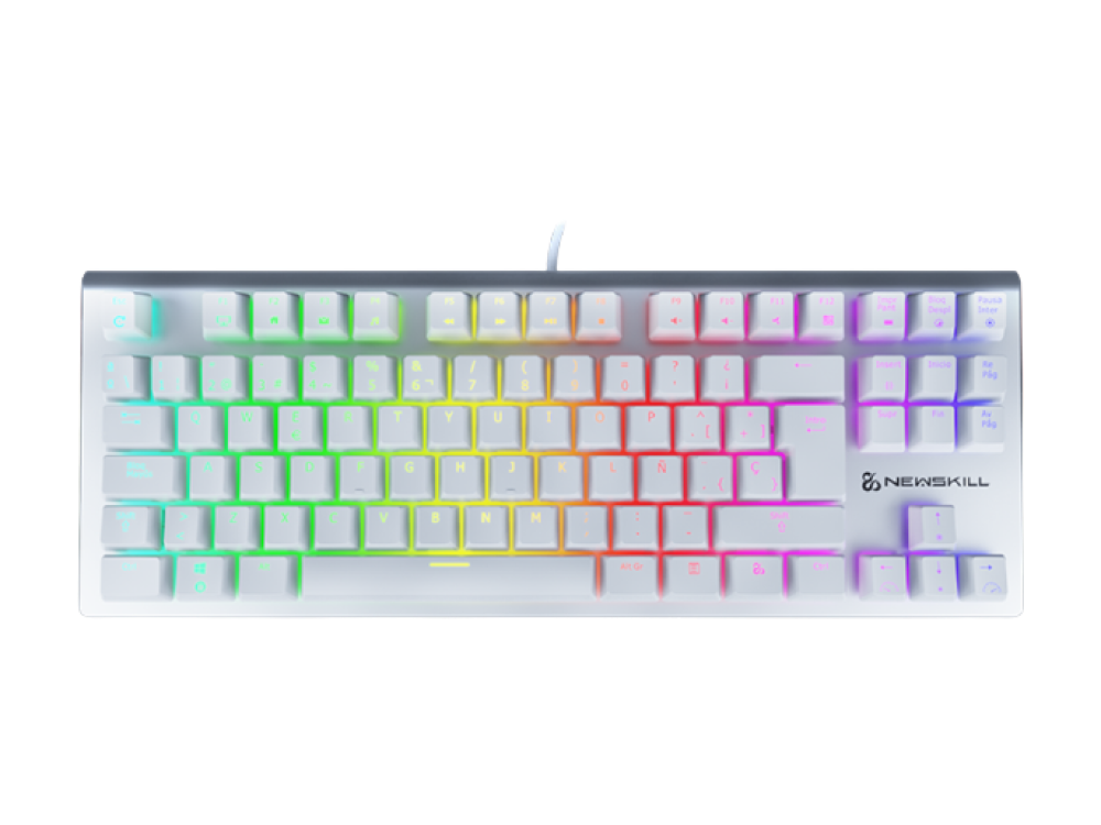 Teclado gaming - Newskill SERIKE IVORY TKL RED, Anti-ghosting, Retroiluminación, TenKeyLess, Blanco