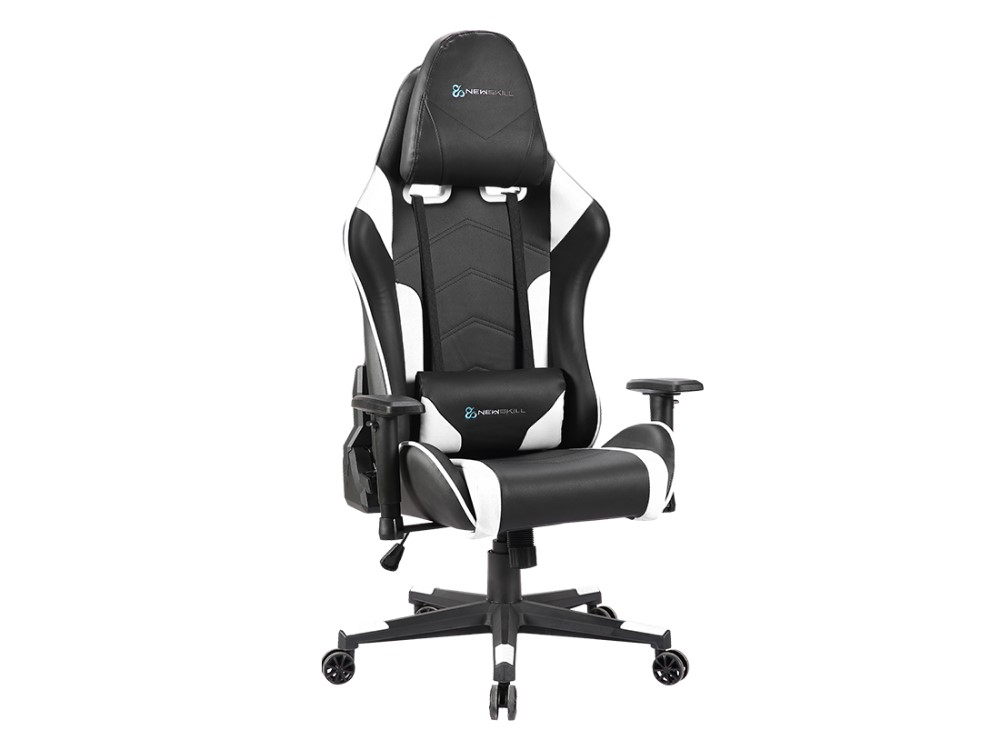 Silla gaming - Newskill Kitsune, Reposabrazos 2D, Hasta 150 kg, Respaldo ajustable en 180°, Blanco