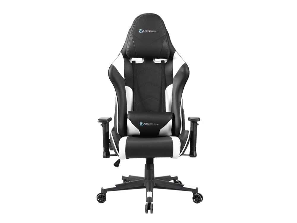 Silla gaming - Newskill Kitsune, Reposabrazos 2D, Hasta 150 kg, Respaldo ajustable en 180°, Blanco