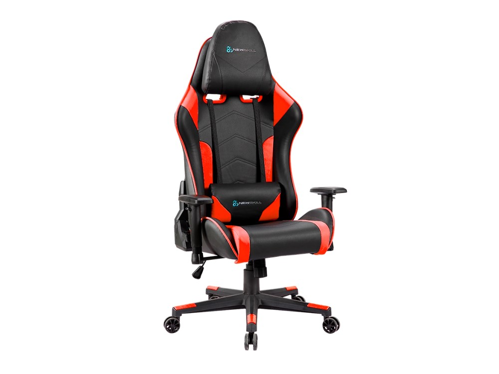 Silla gaming - Newskill Kitsune, Reposabrazos 2D, Hasta 150 kg, Respaldo ajustable en 180°, Rojo