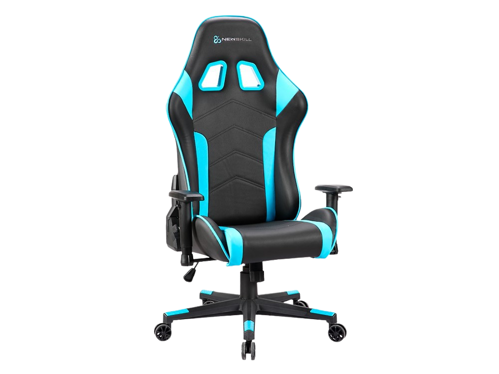 Silla gaming - Newskill Kitsune, Reposabrazos 2D, Hasta 150 kg, Respaldo ajustable en 180°, Azul