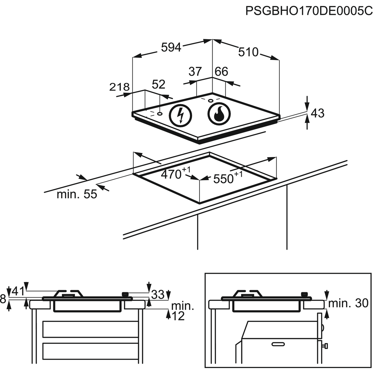 ZANUSSI Taque au gaz (ZGH62414XS)