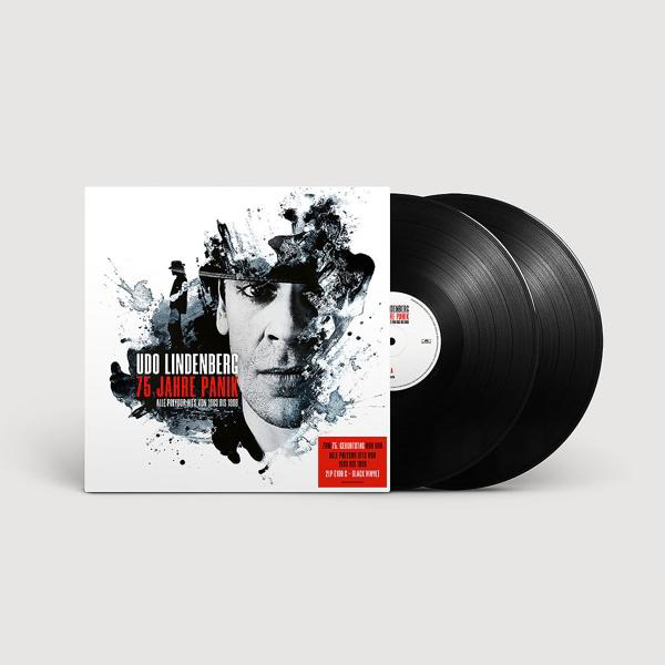 Eine Schallplatte mit Albumcover und zwei schwarzen Schallplatten.