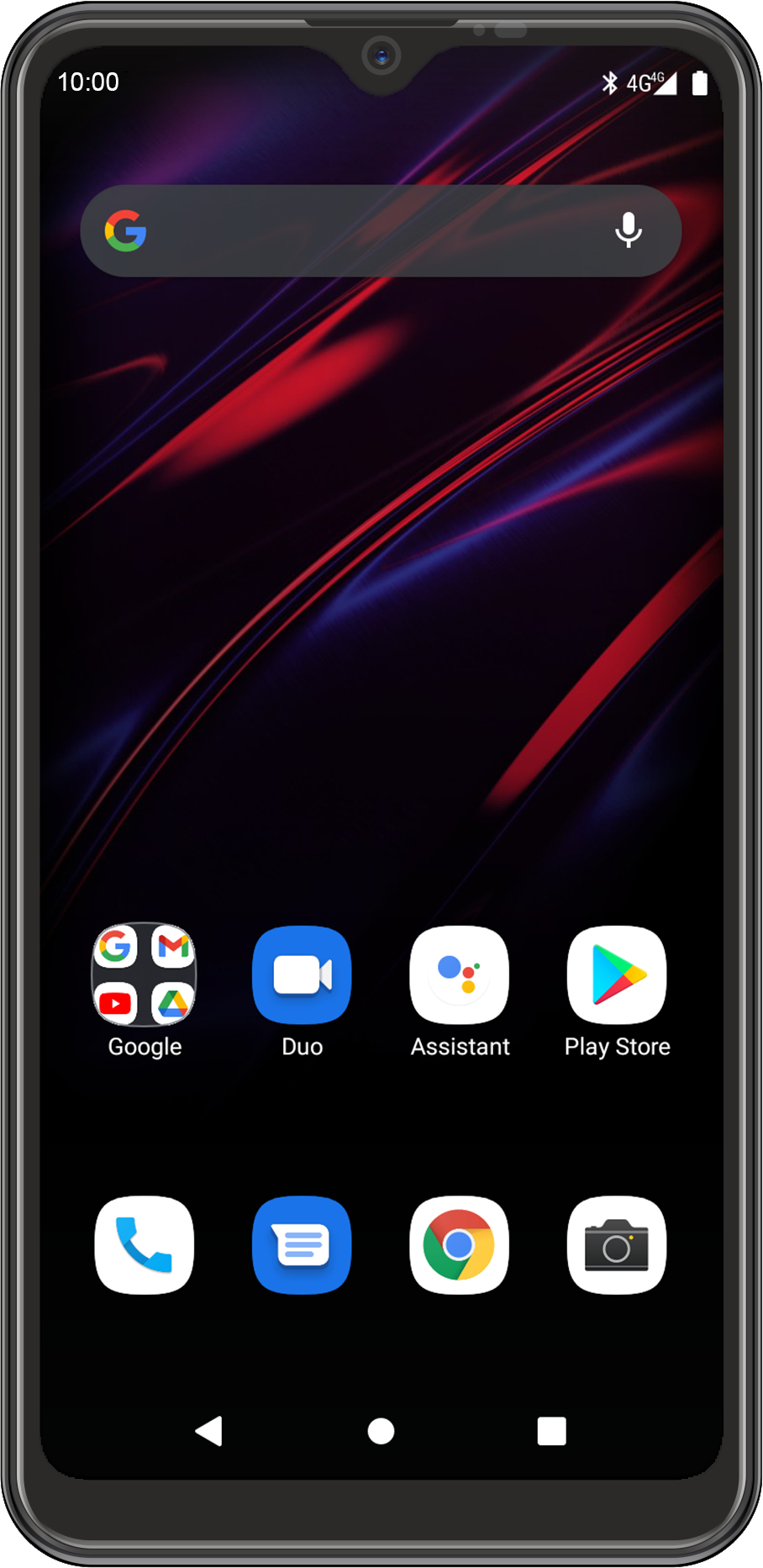 Smartphone-Bildschirm mit App-Symbolen. Oben Zeit und Signal. Der Hintergrund ist rot.