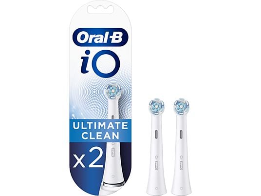 Recambio para cepillo dental - Oral-B iO Ultimate Clean, 2 cabezales, Blanco