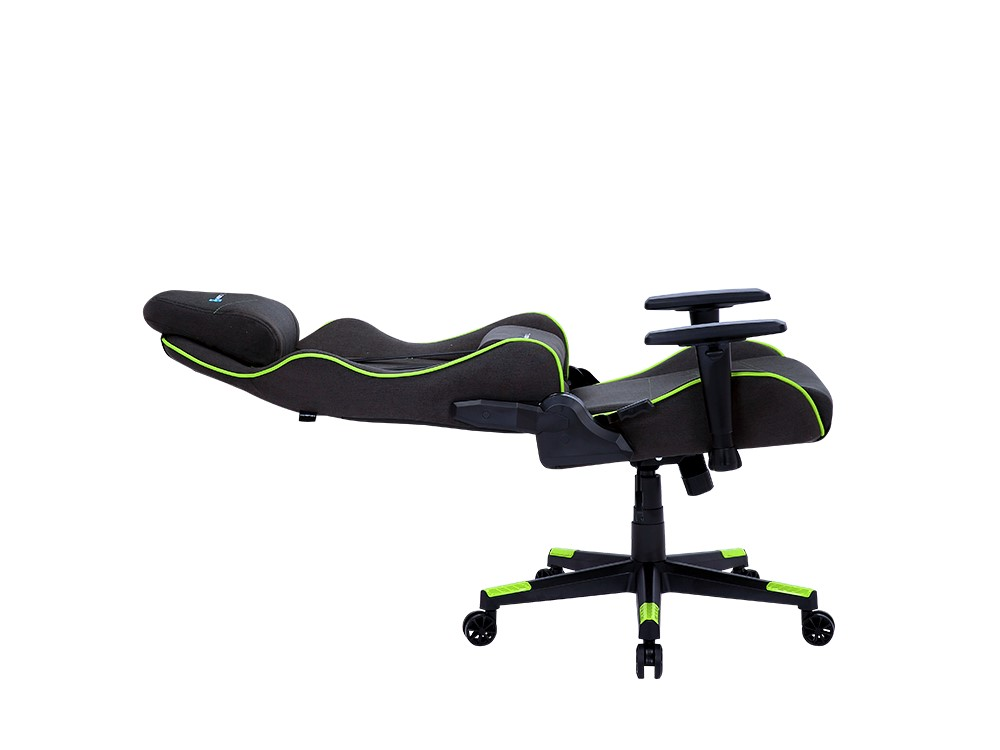 Silla gaming - Newskill Kitsune Zephyr, Reposabrazos 2D, 150 kg, Tela, Ruedas de nylon, Negro Espacial y Verde