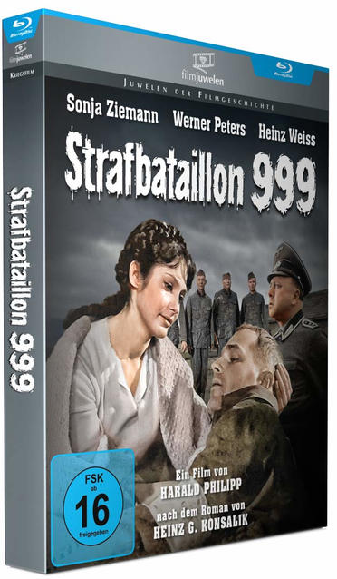 Blu-ray-Filmcover mit dem Titel 'Strafbataillon 999', mit Personen und einer Frau.