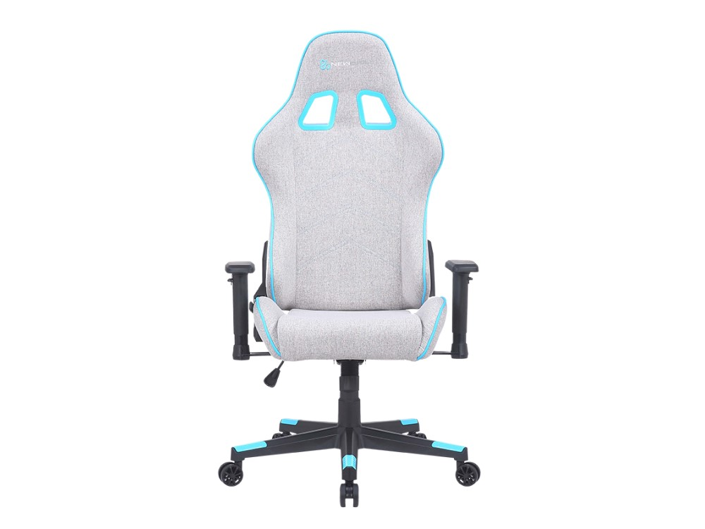 Silla gaming - Newskill Kitsune Zephyr, Reposabrazos 2D, 150 kg, Tela, Ruedas de nylon, Gris Daytona y Azul