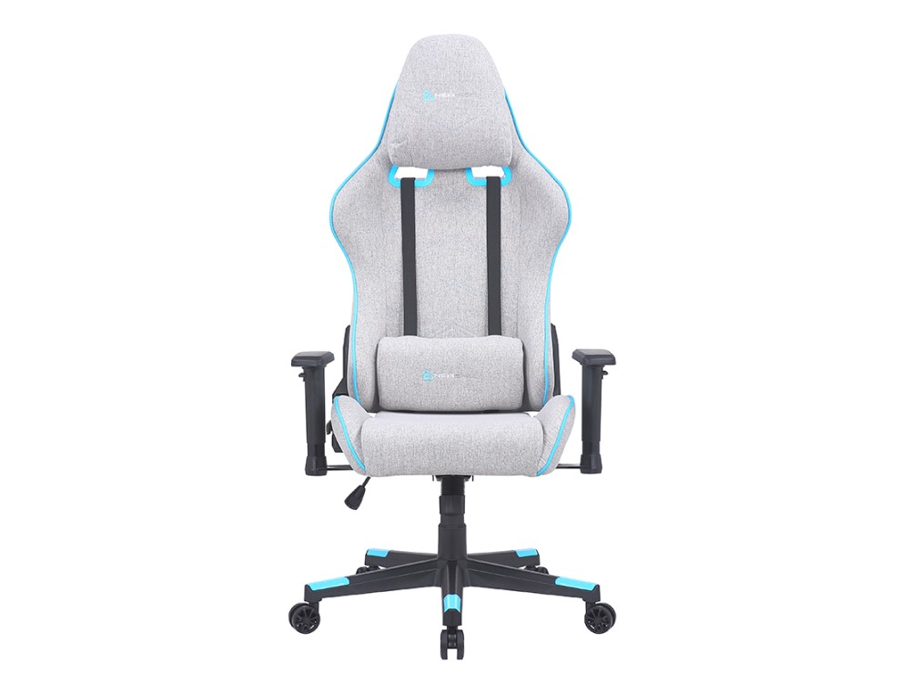 Silla gaming - Newskill Kitsune Zephyr, Reposabrazos 2D, 150 kg, Tela, Ruedas de nylon, Gris Daytona y Azul
