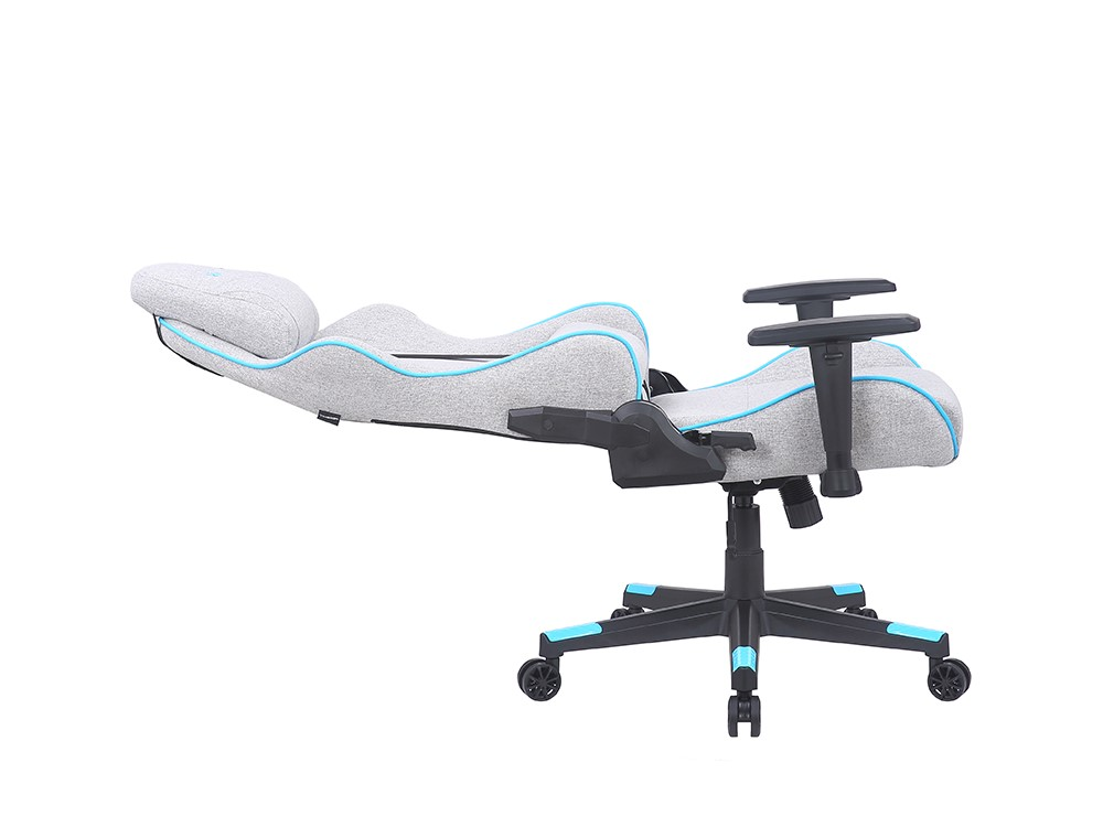 Silla gaming - Newskill Kitsune Zephyr, Reposabrazos 2D, 150 kg, Tela, Ruedas de nylon, Gris Daytona y Azul
