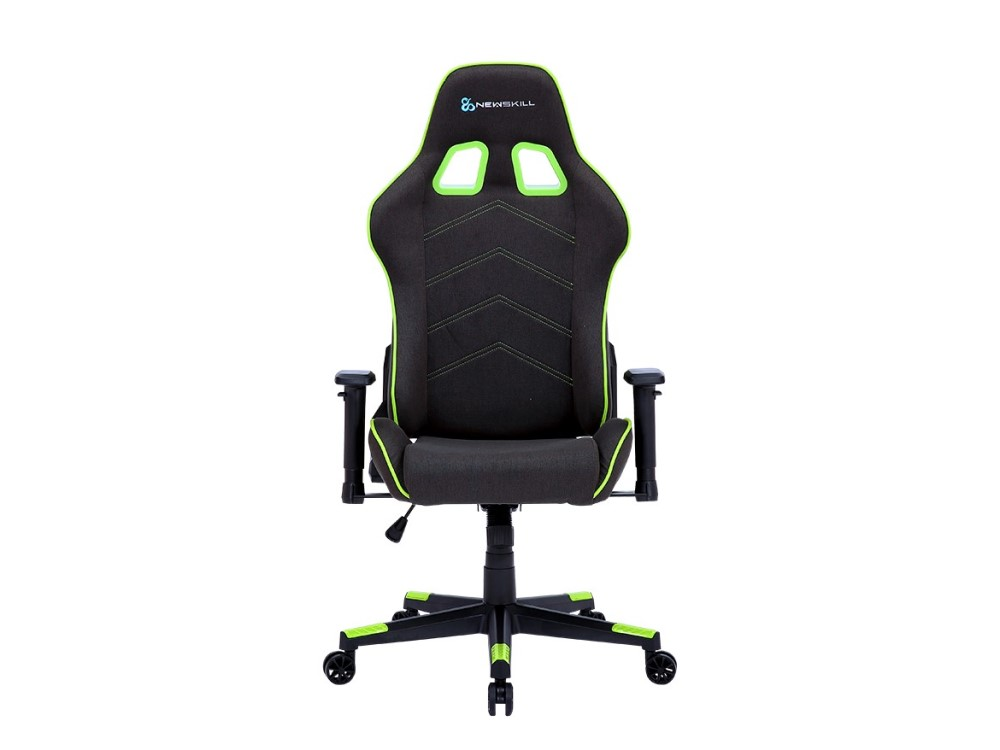 Silla gaming - Newskill Kitsune Zephyr, Reposabrazos 2D, 150 kg, Tela, Ruedas de nylon, Negro Espacial y Verde