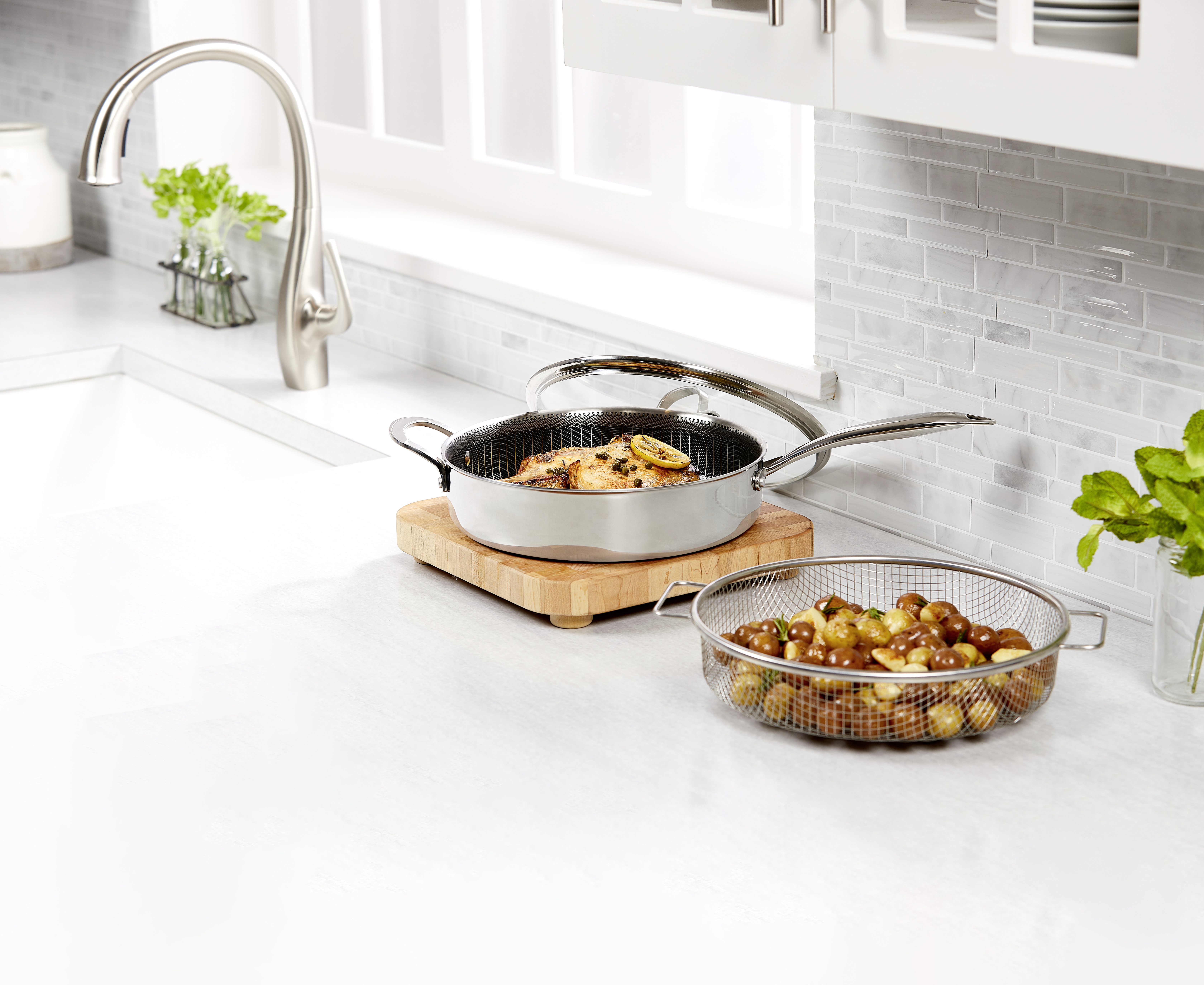 MEDIA SHOP M 29252 M 29252 Livington Titan Pan Pfannen-Set (Edelstahl, passend für alle Herdarten, 24 cm)