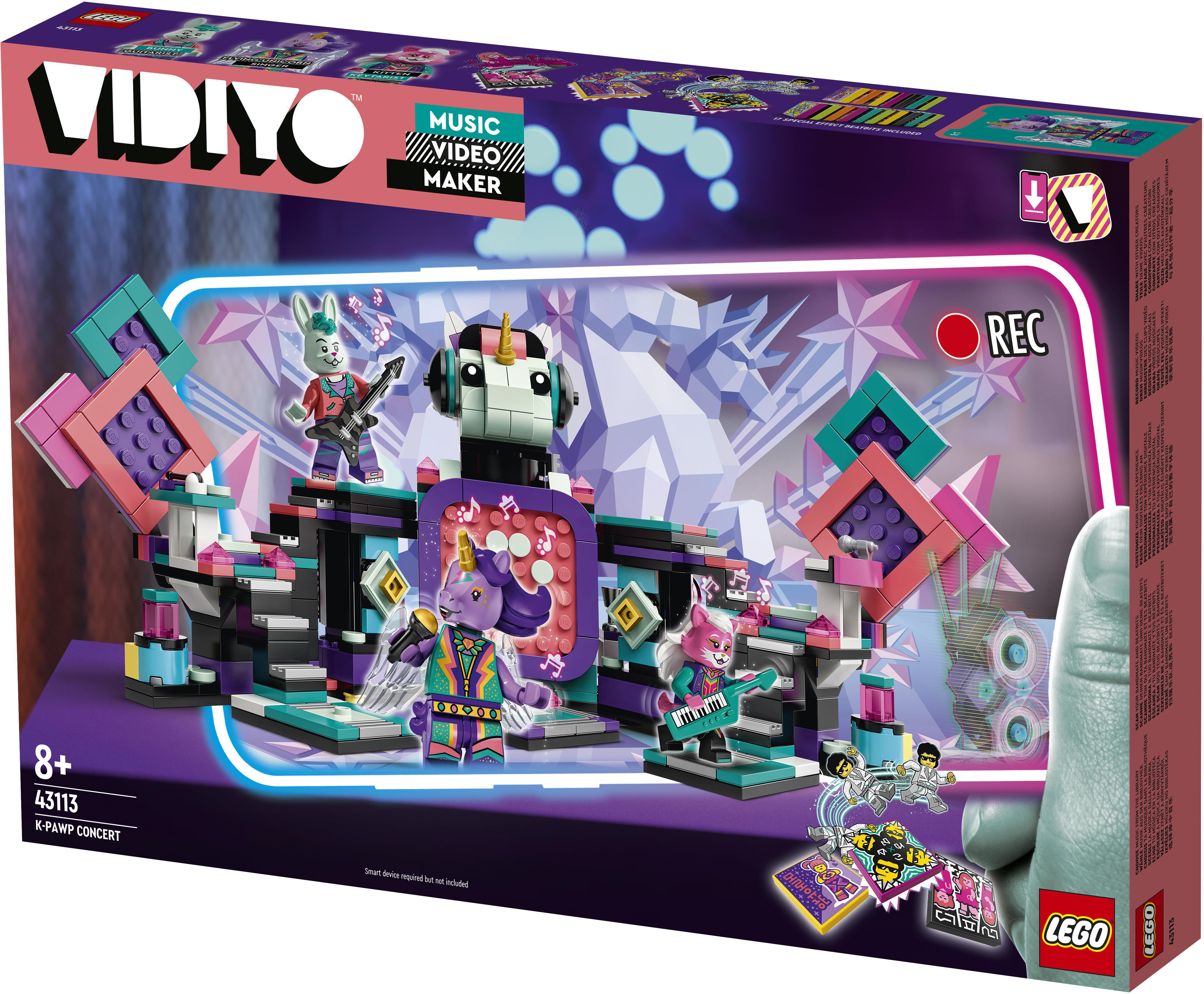 LEGO VIDIYO Box mit Bühnenszene und Figuren.