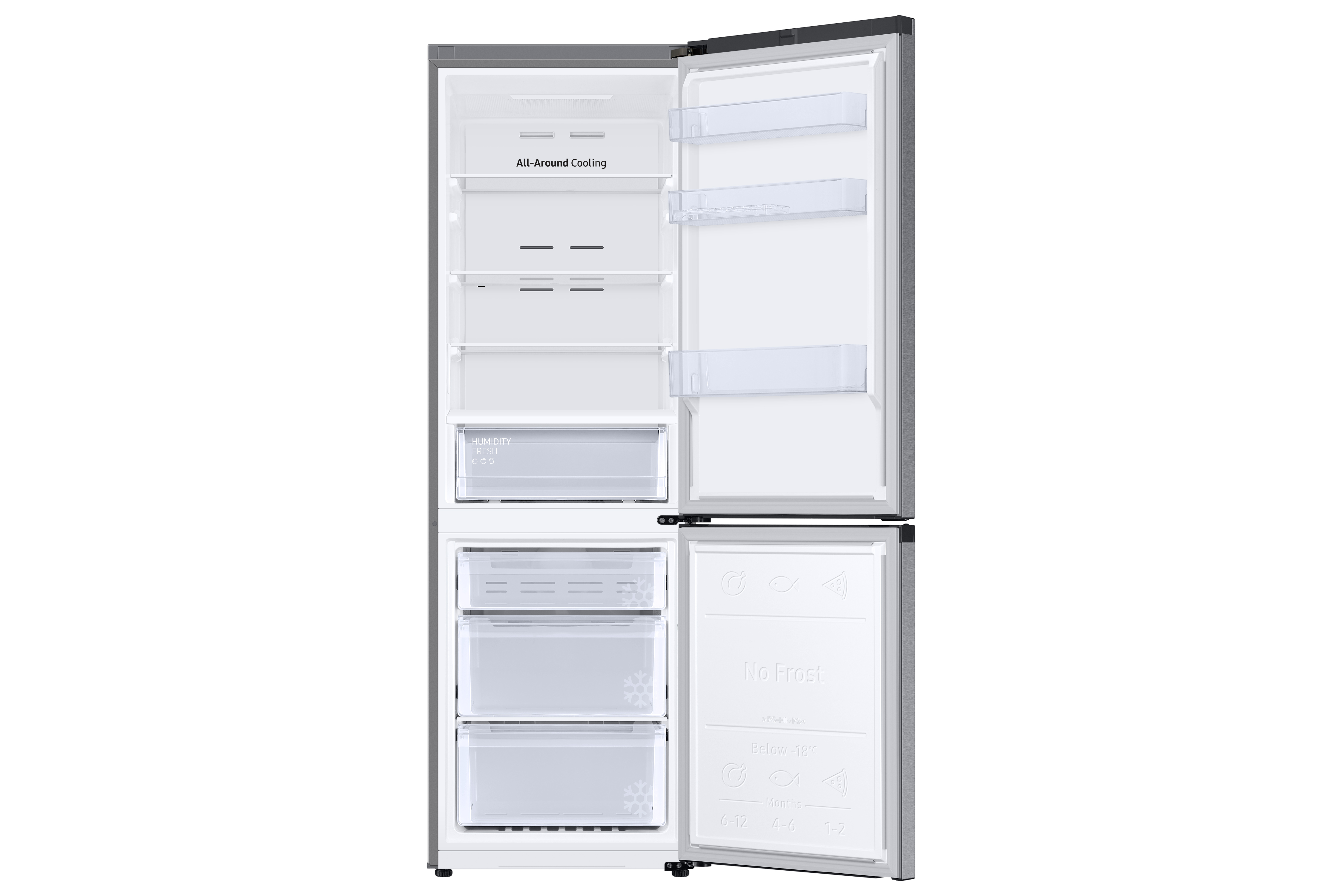 SAMSUNG RB34T670ESA/EF Kühl- Gefrierkombination (E, 344 l, 1853 mm hoch, Standgerät, No Frost (verminderte Eisbildung), Edelstahl-Optik)