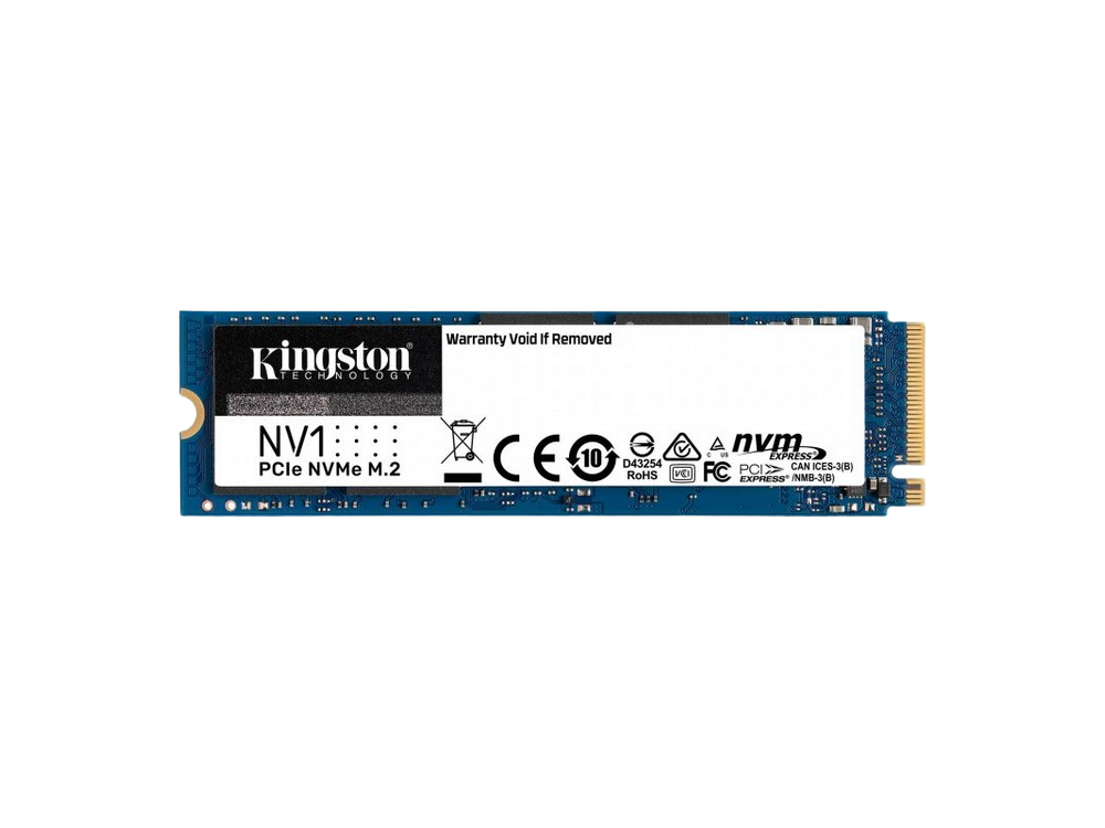 Disco duro SSD 2 TB - Kingston NV1, Interno, PCIe 3.0 x4, NVMe, M.2 2280, 2100 MB/s, Azul