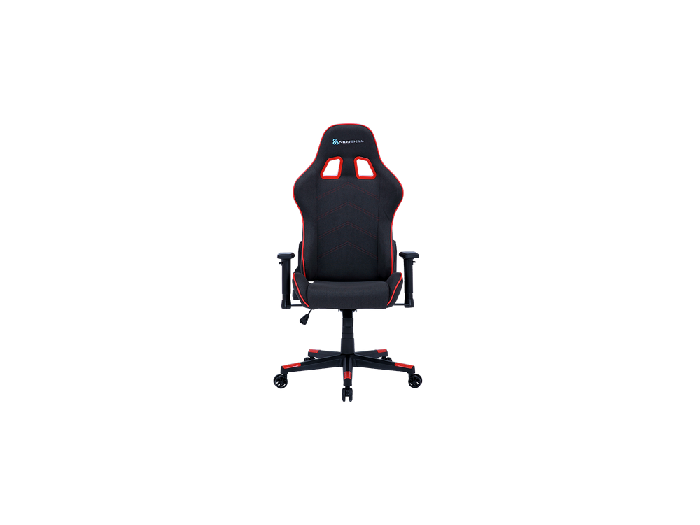 Silla gaming - Newskill Kitsune Zephyr, Reposabrazos 2D, 150 kg, Tela, Ruedas de nylon, Negro Espacial y Rojo