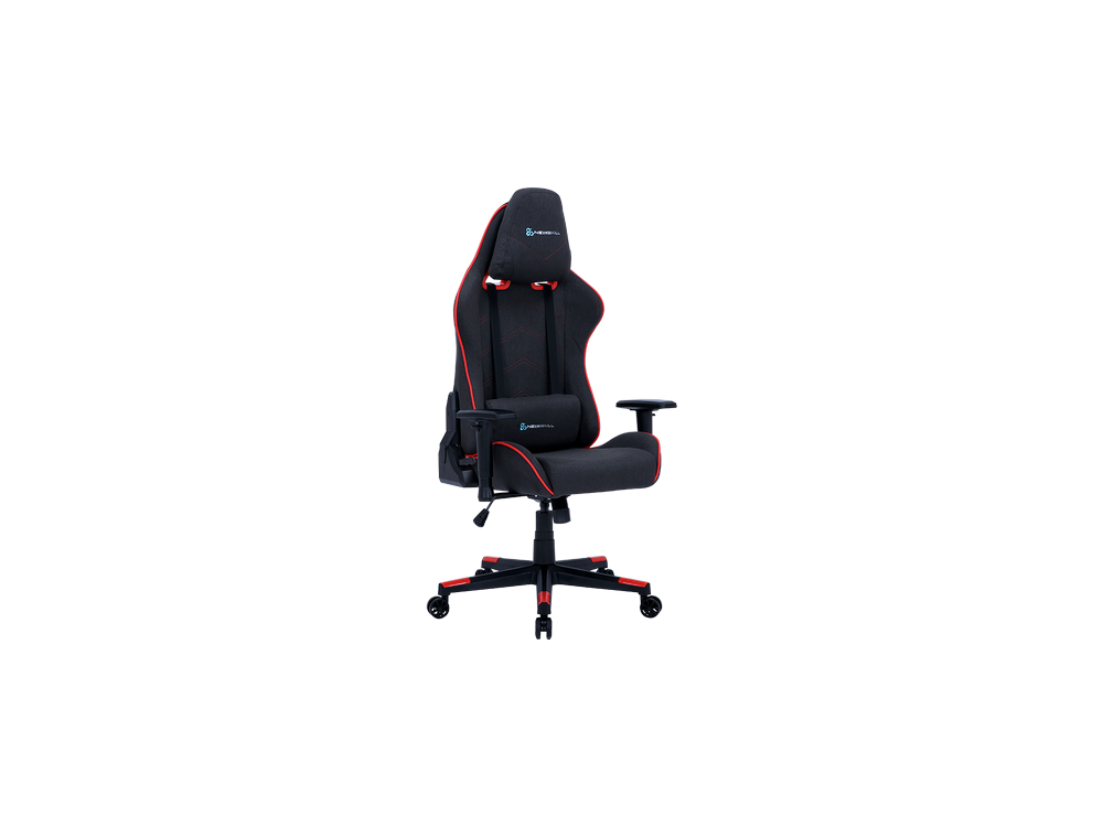 Silla gaming - Newskill Kitsune Zephyr, Reposabrazos 2D, 150 kg, Tela, Ruedas de nylon, Negro Espacial y Rojo
