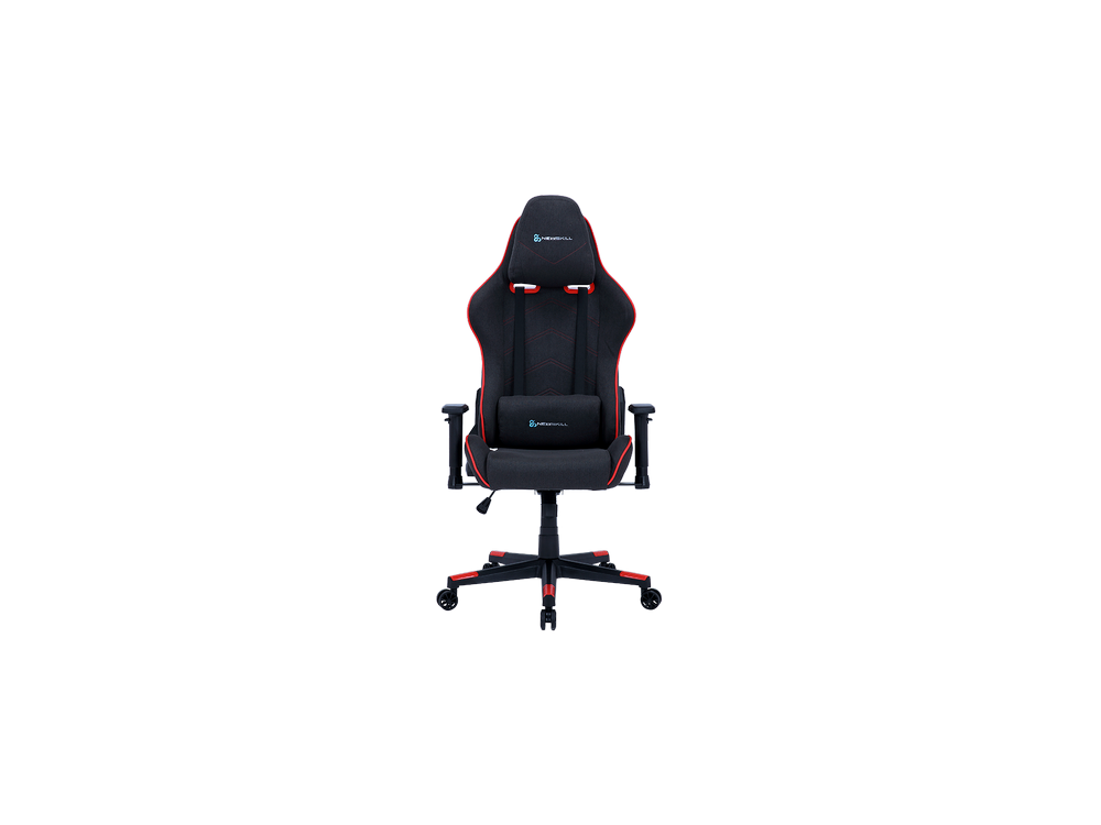 Silla gaming - Newskill Kitsune Zephyr, Reposabrazos 2D, 150 kg, Tela, Ruedas de nylon, Negro Espacial y Rojo