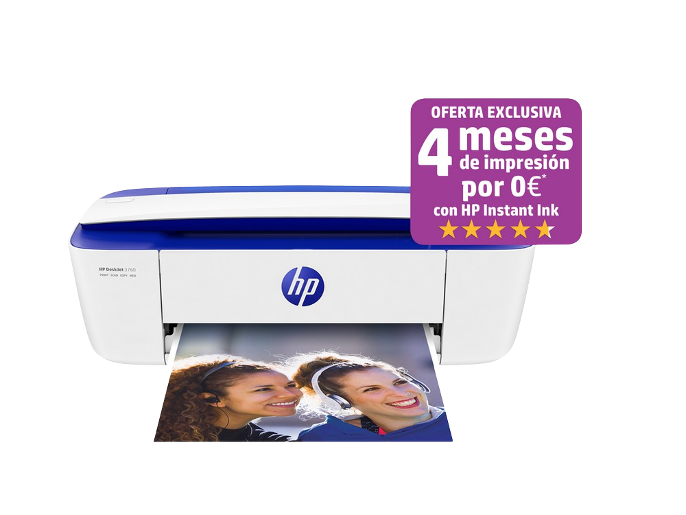 Impresora Hp Deskjet 3760 4823078 wifi usb color incluye 4 meses instant ink t8x19b tinta copia escanea compatible con azul 1200x1200ppp 19 1200 a4