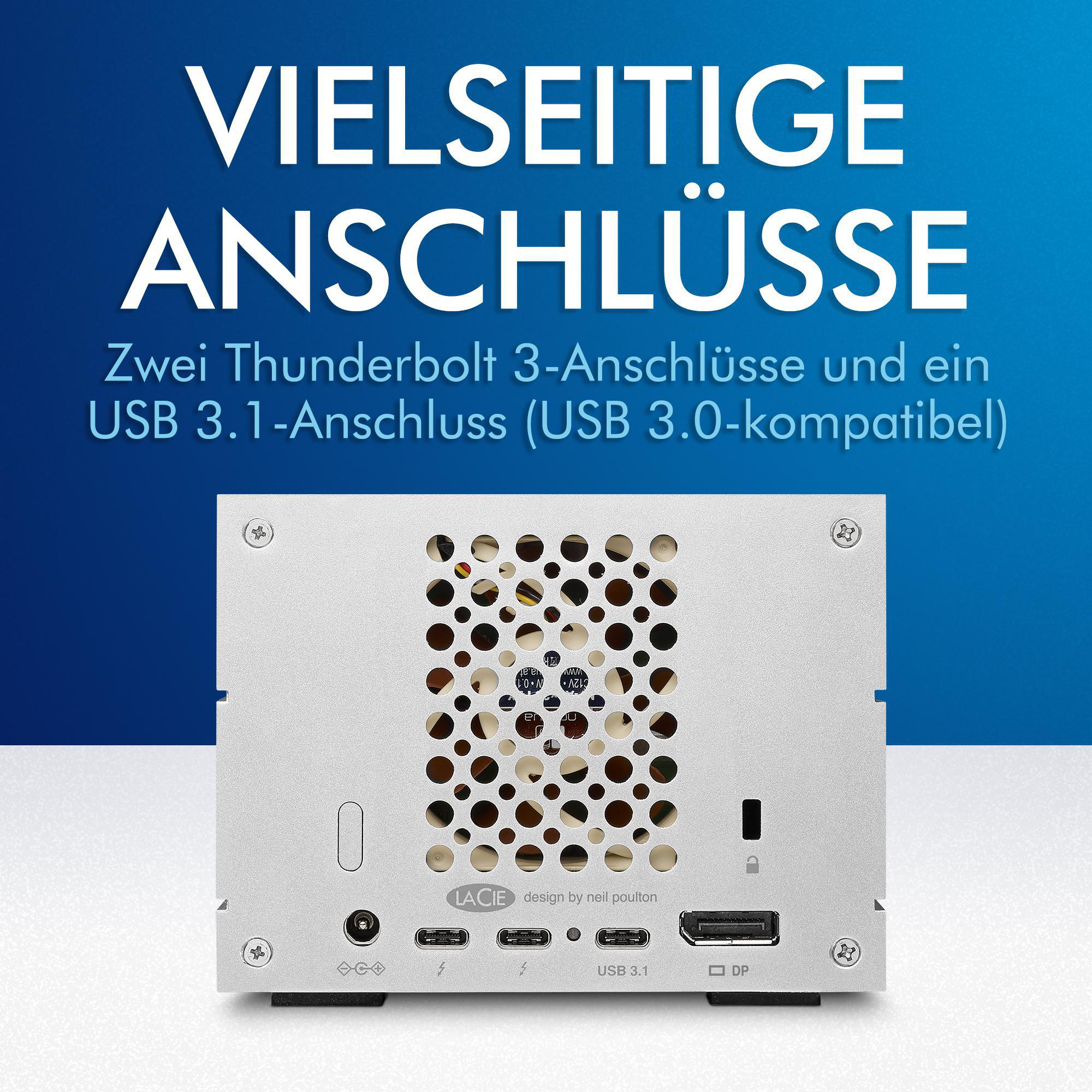 LACIE 2big Dock Thunderbolt 3 Festplatte, 20 TB HDD, extern, Silber