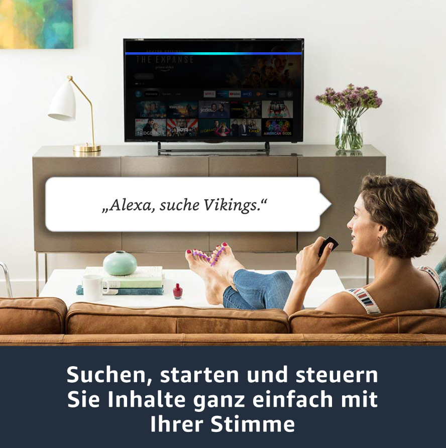 AMAZON Fire TV Stick 4K mit Alexa-Sprachfernbedienung Streaming Stick 8 GB, Schwarz