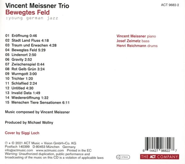 CD-Cover mit Trackliste und Credits, schwarzer Text auf weißem Hintergrund und Barcode.