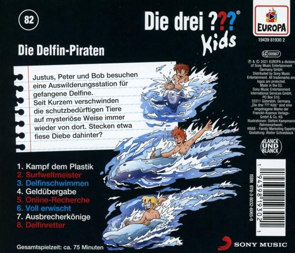 Rückseite eines Die drei ??? Kids Buchs mit Illustrationen und Text.