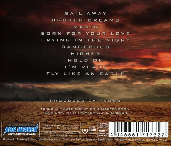 Rückseite einer CD mit Songtiteln auf einem Wüstenlandschaftshintergrund.
