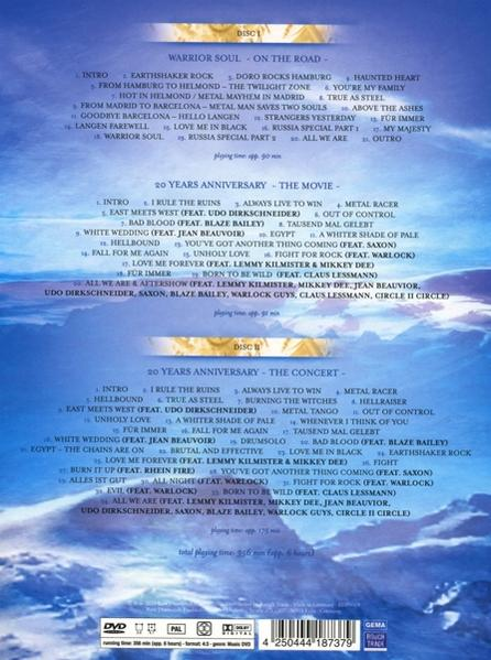 Eine DVD-Hülle mit einer Liste von Liedern und Titeln.
