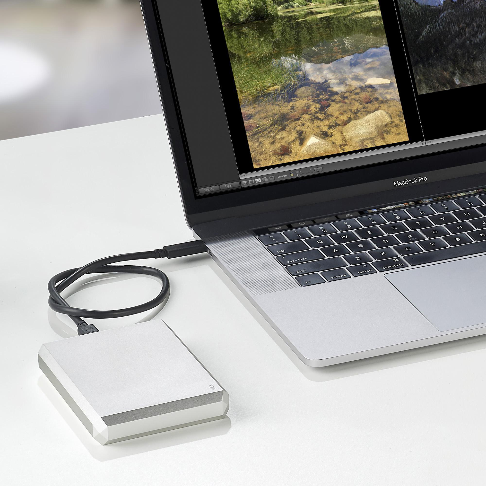 LACIE Mobile Drive USB-C Festplatte, 5 TB HDD, 2,5 Zoll, extern, Mond-Silber