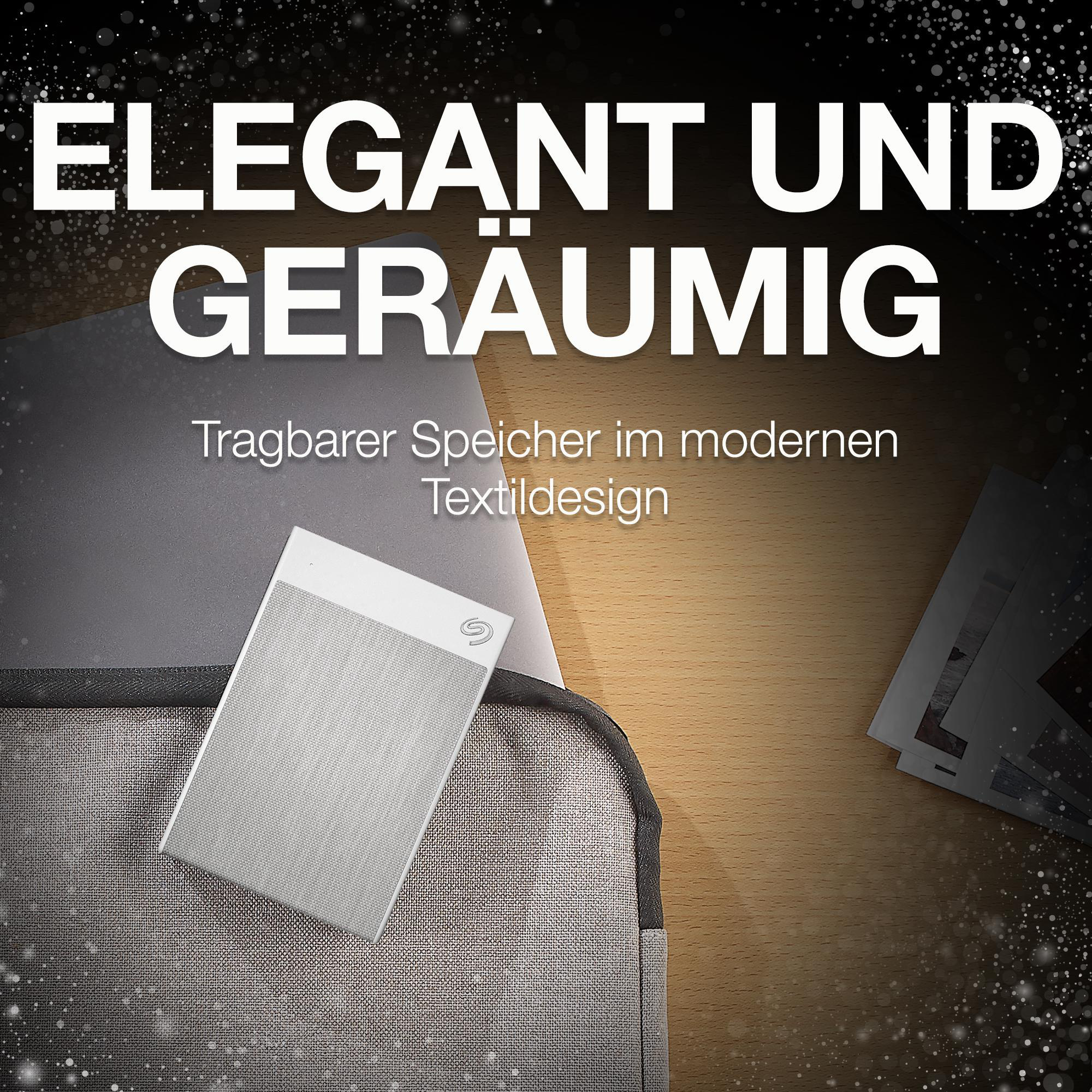 SEAGATE Backup Plus Ultra Touch Festplatte, 1 TB HDD, 2,5 Zoll, extern, Weiß