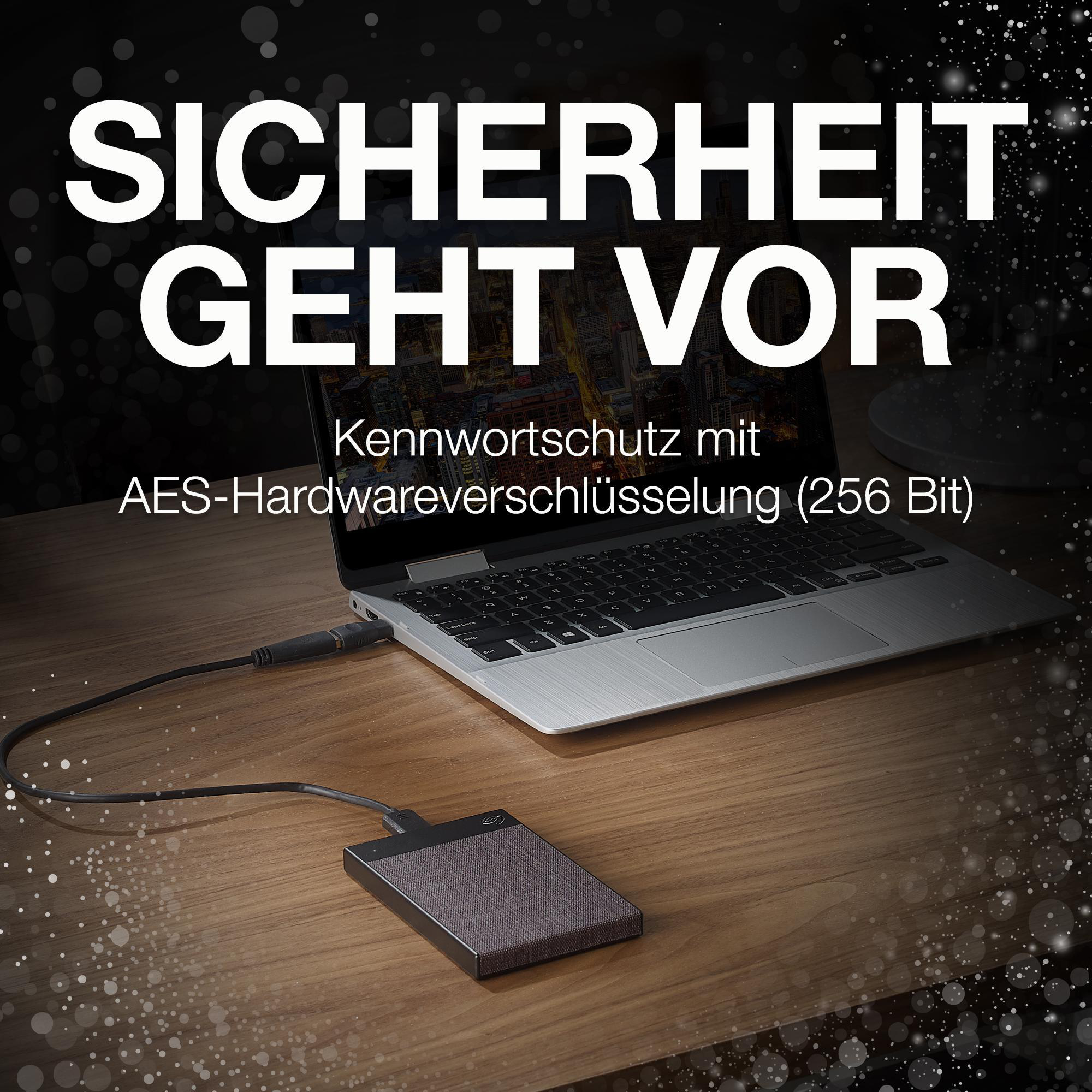 SEAGATE Backup Plus Ultra Touch Festplatte, 2 TB HDD, 2,5 Zoll, extern, Schwarz