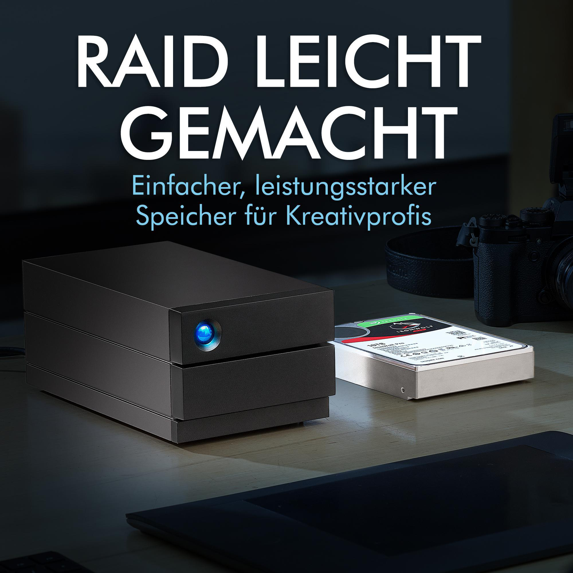 LACIE 2Big Raid Thunderbolt 3 Festplatte, 4 TB HDD, 3,5 Zoll, extern, Schwarz