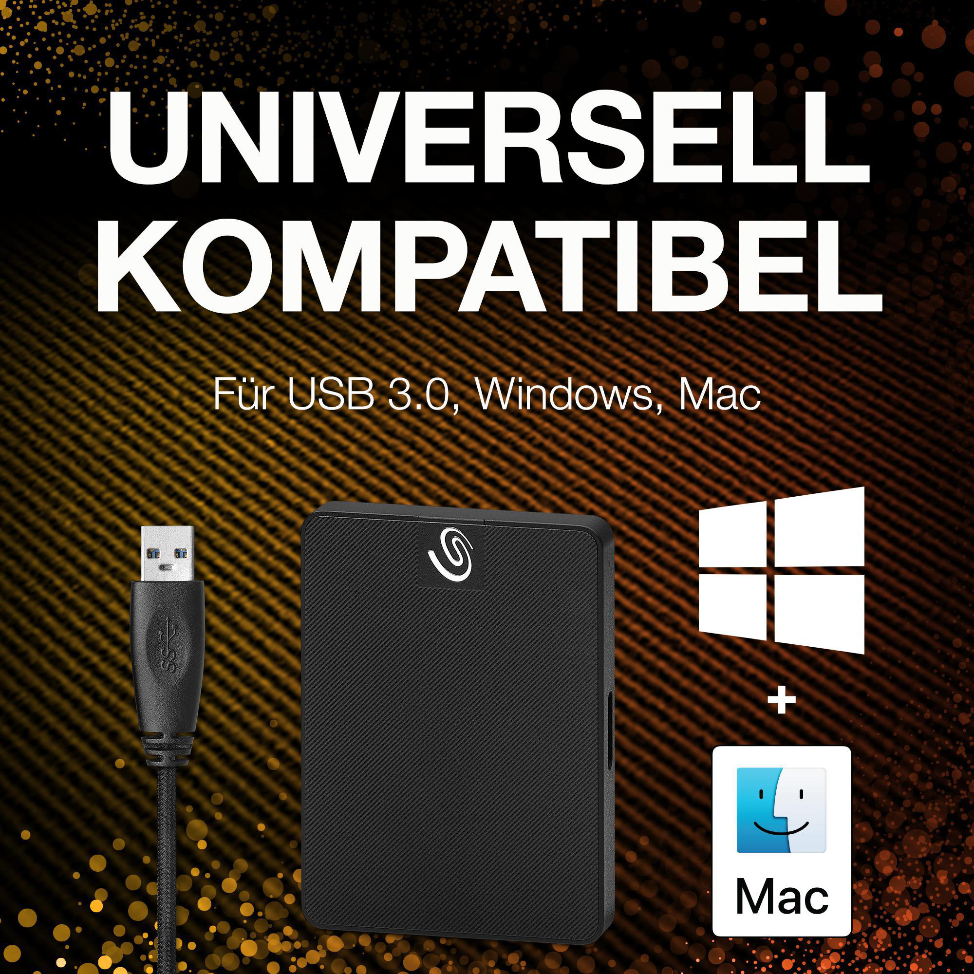 SEAGATE Expansion SSD Festplatte, 1 TB SSD, extern, Schwarz