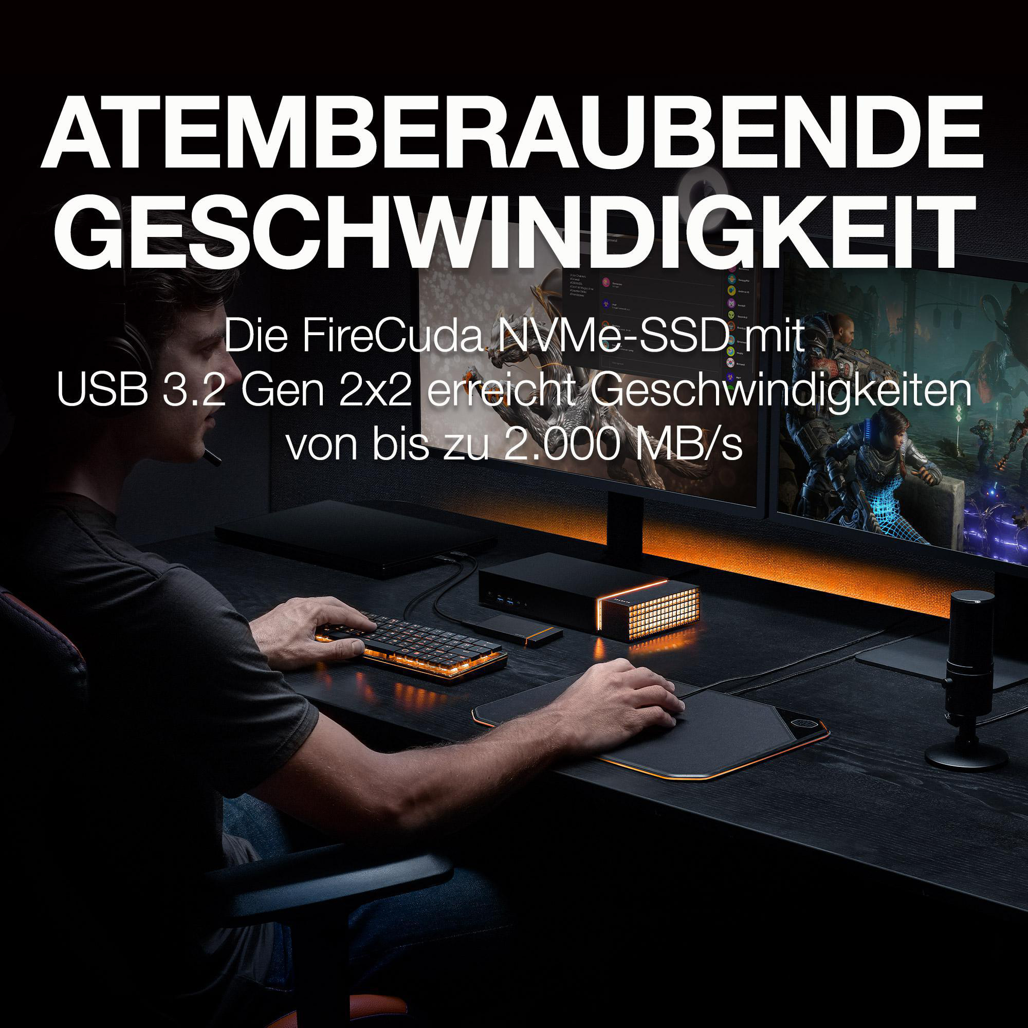 SEAGATE STJP2000400 2TB FIRECUDA GAMING SSD Festplatte, 2 TB SSD, extern, Schwarz