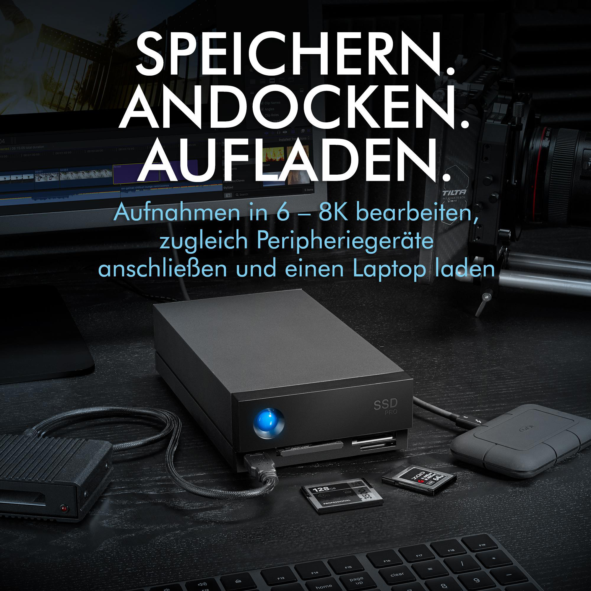 LACIE 1big Dock Festplatte, 2 TB SSD, extern, Schwarz