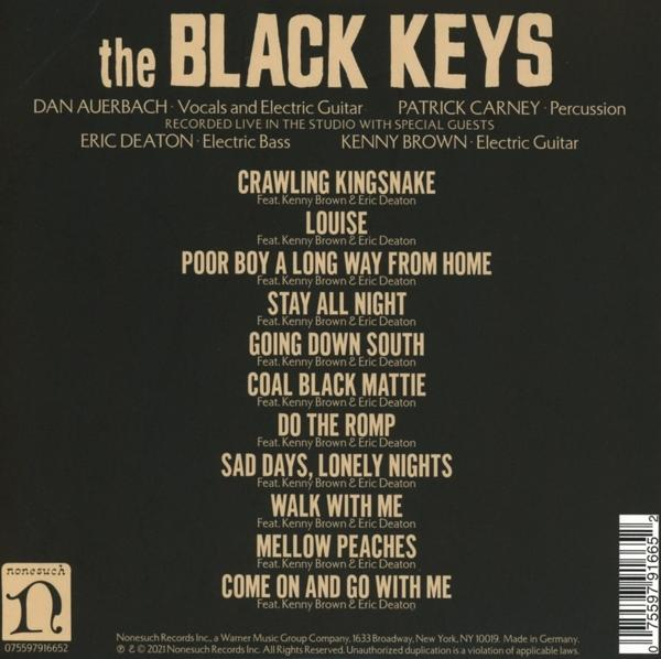 A The Black Keys CD hátlapja a számlistával.